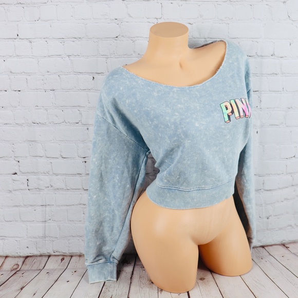 VS PINK logo Slouchy Crop Sweatshirt Tee - Picture 3 of 8